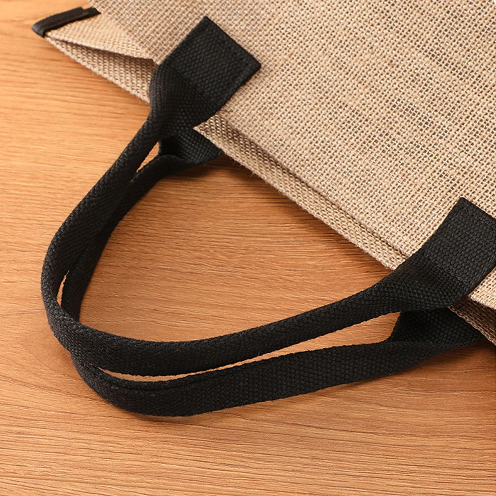 Vintage Jute Shopper Bag Portable Eco Imitation Sacks Grocery Bag Gold Letter Series Large Capacity Shopping Bags Commuting Bags