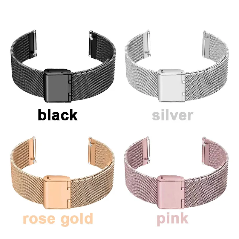 Width 22mm 20mm 18mm Milan Loop Belt Quick Release Metal Mesh Belt for Samsung Galaxy Huawei Watch Universal Strap Flat Head