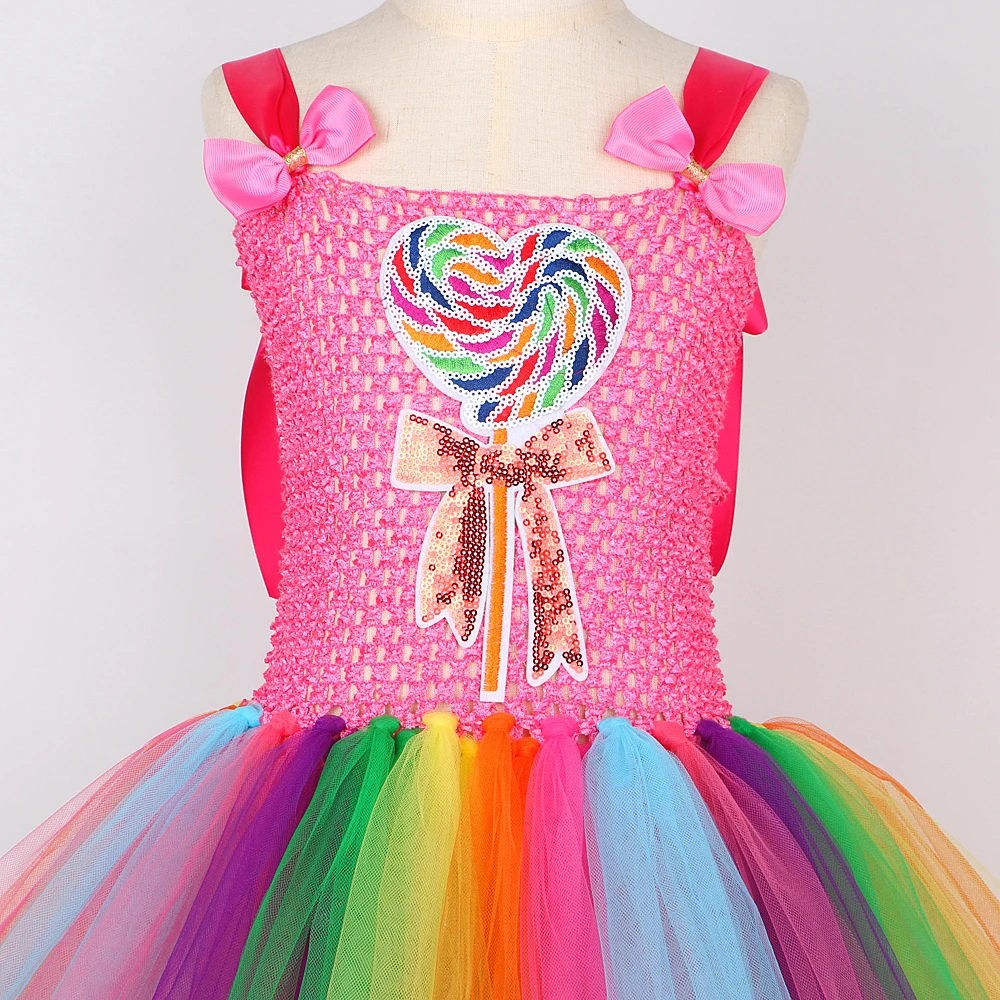 Baby Girls Rainbow Candy Tutu Dress Lollipop Birthday Costume for Kids Christmas Halloween Princess Dresses Outfit Child Clothes