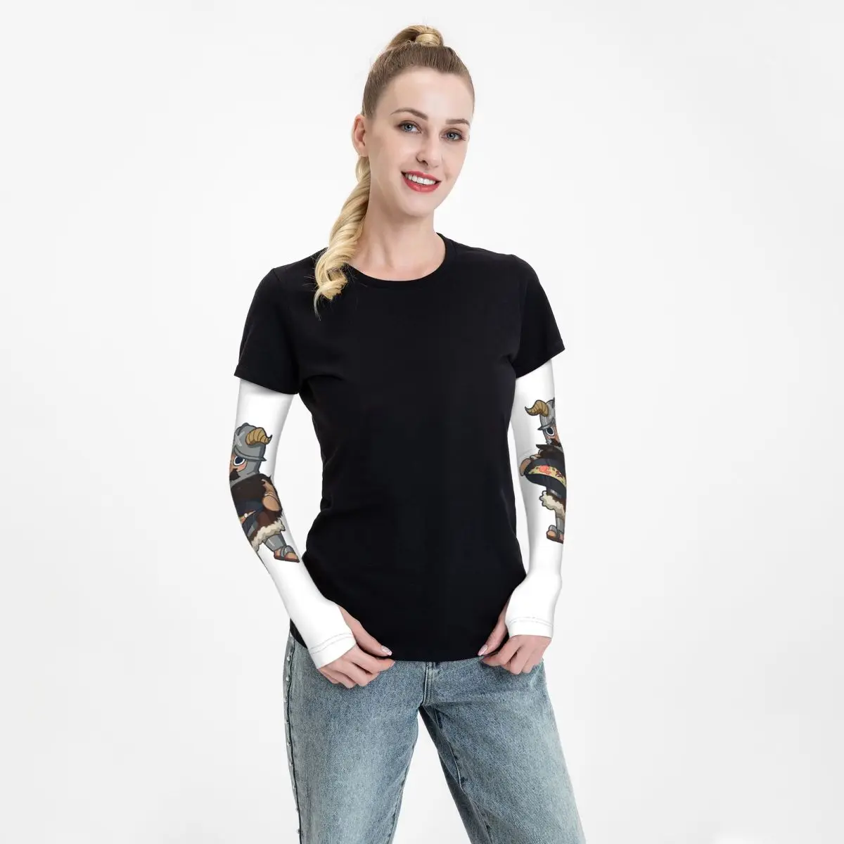 Dungeon Meshi - Senshi 1 Manchons de bras d'extérieur Housse de protection solaire UV Manchons de tatouage de cyclisme en soie glacée d'été