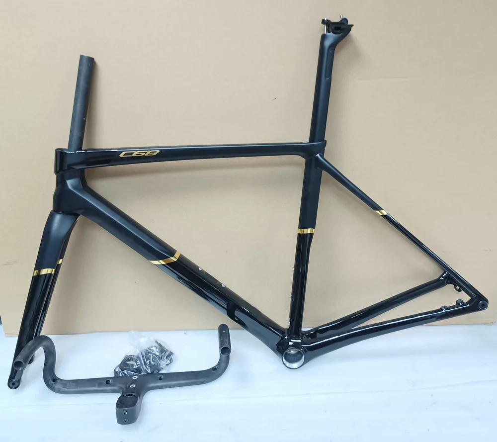 

BOB C68 Road Bicycle Carbon Frame C68 Frameset With Handlebar T1100 Racing Bike Frame Disc Brake Custom Logo DPD XDB