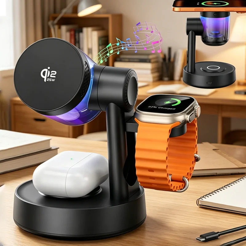 qi2-25w-wireless-charger-magnetic-fast-charging-bluetooth-speaker-for-iphone-17-pro-max-for-apple-samsung-galaxy-watch-airpods