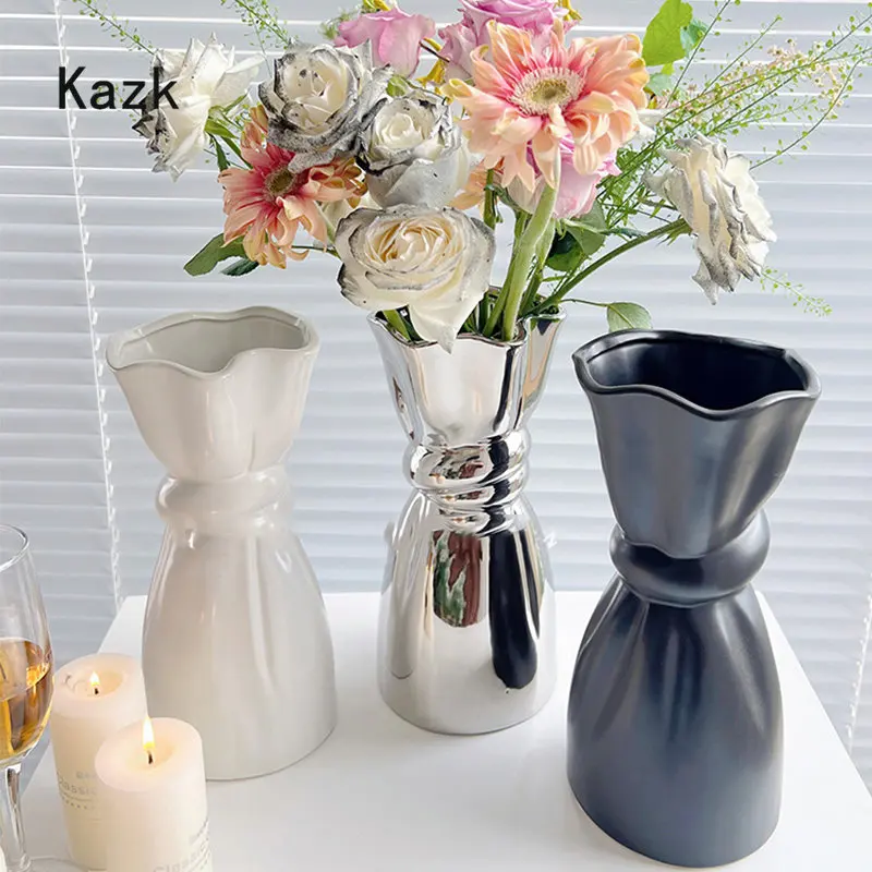 

Креативная искусственная керамичессветильник, роскошная Настольная Ваза для гостиной с цветочной композицией, ваза Ikebana, Современное украшение для дома