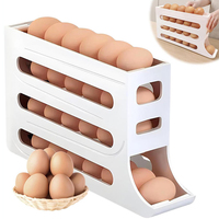 4-layer Refrigerator Egg Carrier Sliding Style Egg Organizer Automatic Scrolling Egg Storage Box Egg Holder Rack Kitchen Tool