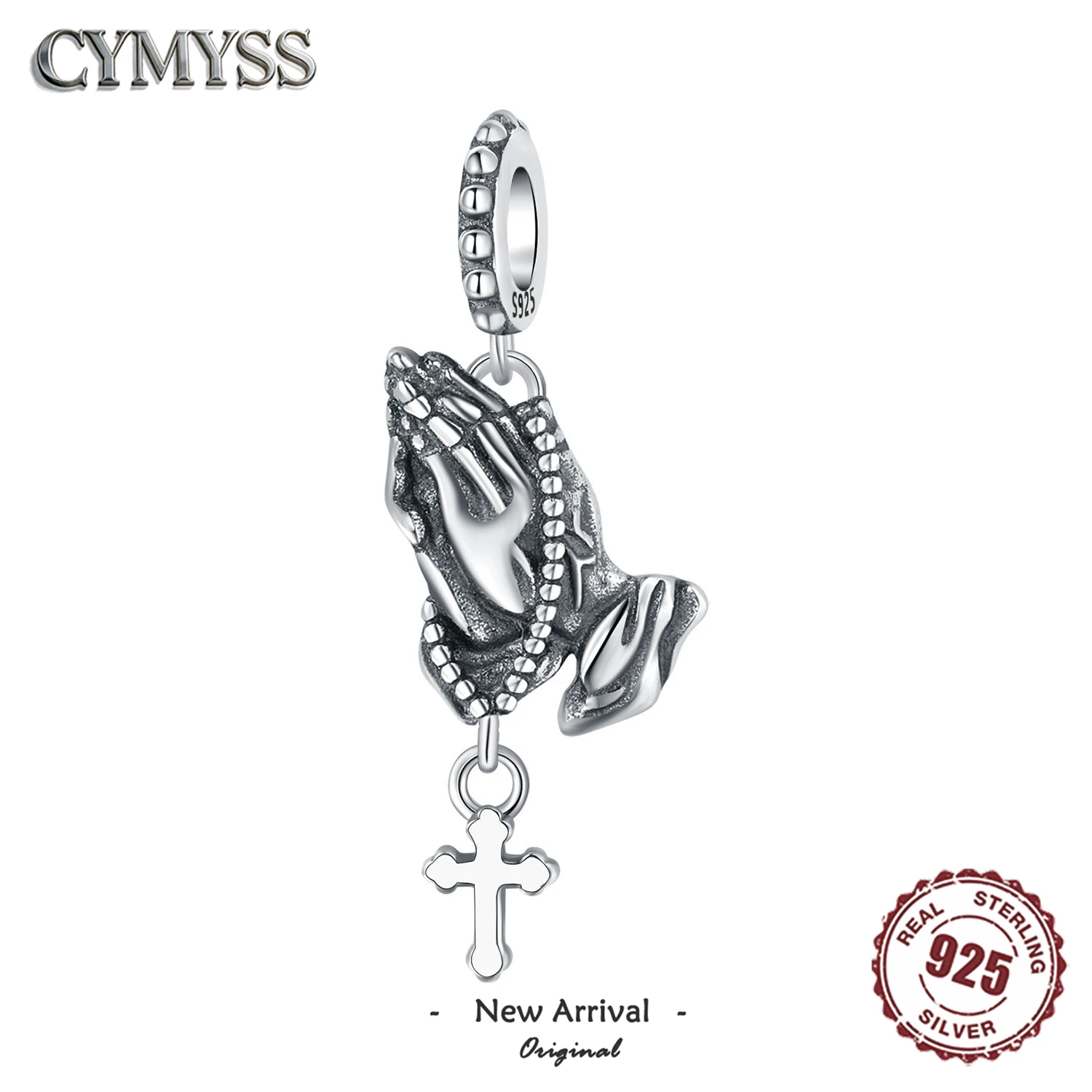 Original 2026 New 925 Sterling Silver Church Angel Cross Praying Hands Pendant for Women Fine Jewelry Lucky Birthday Party Gifts