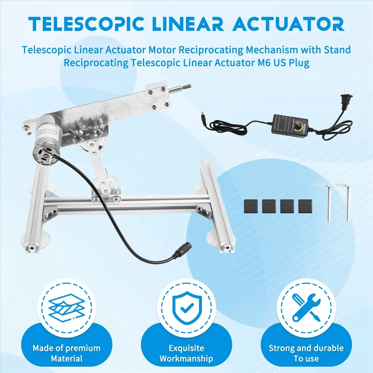 (AIMA) Telescopic Linear Actuator Motor Reciprocating Mechanism with Stand Reciprocating Telescopic Linear Actuator M6 US Plug
