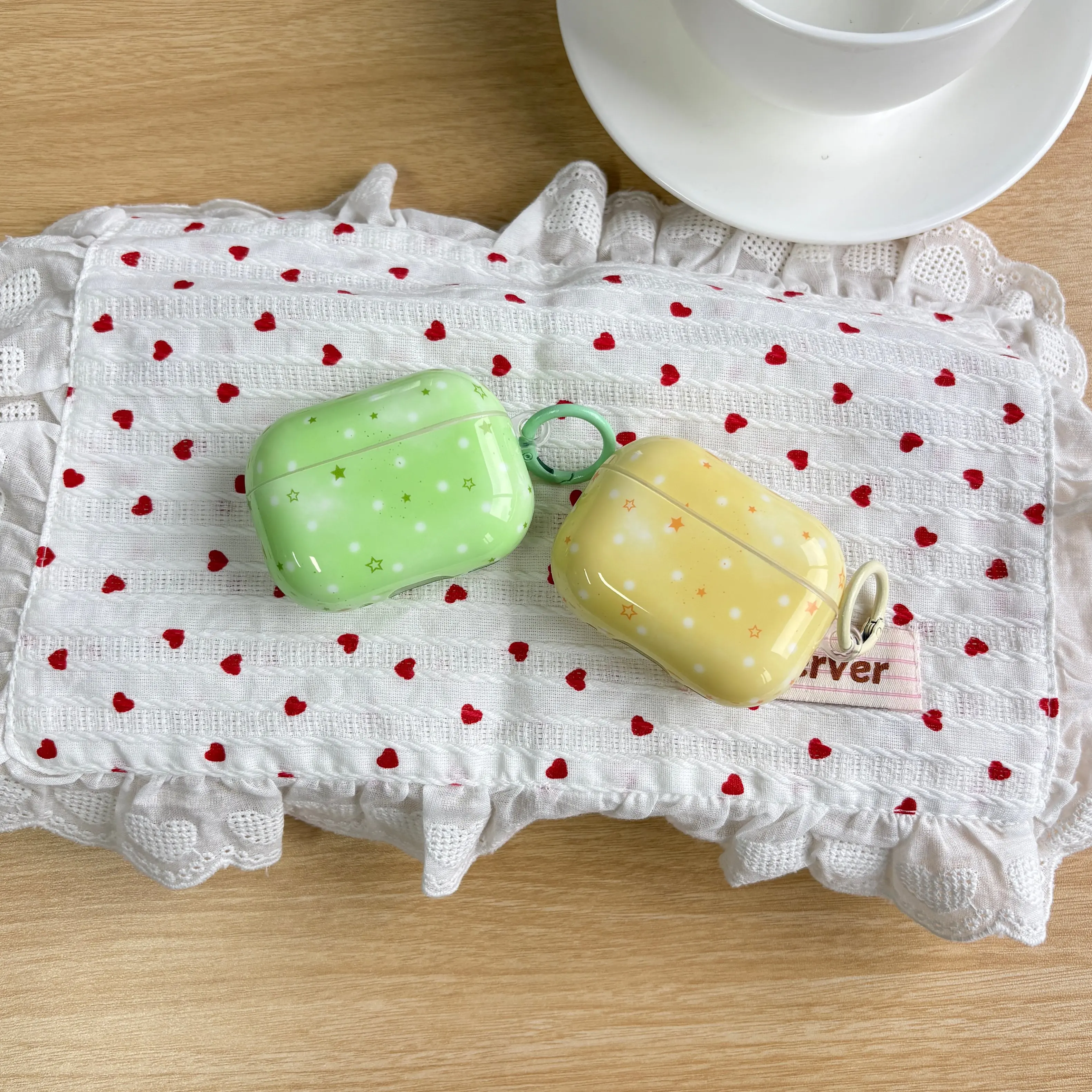 Fashion Purple Green Yellow Five Pointed Star Polka Dot Pattern Earphone Case Cover Case For AirPods 1 2 3 4 Pro Pro2 Pro3 - view 2