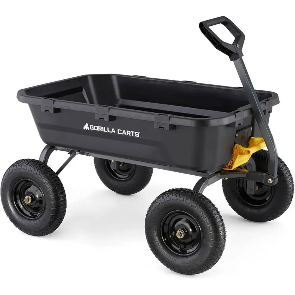 

Тележка для самосвала Poly Yard, ванна 12 куб. футов, грузоподъемность 1600 фунтов, черная — буксируемая универсальная тележка с быстросъемным сбросом и пневматической системой