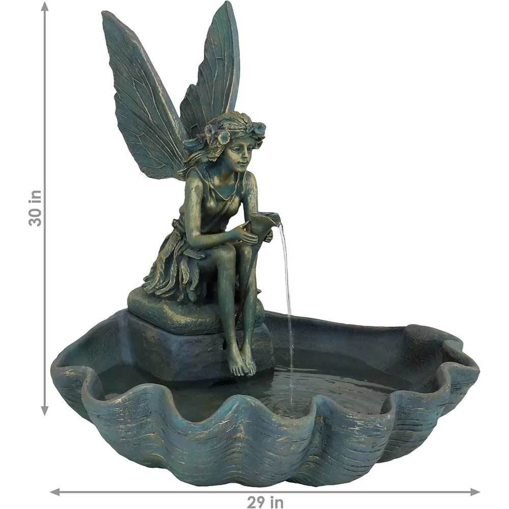 الصفحة الرئيسية - نافورة مياه خارجية من Fairy Shell - نافورة شلال مقاس 30 بوصة مع مضخة غاطسة للفناء أو الحديقة أو الفناء #3
