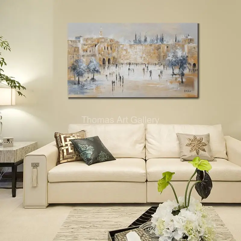 المدينة القديمة أفق القدس قماش يطبع يهوديكا الفن HD مطبوعة ملصق مجردة المشهد اليهودي غرفة الدراسة مكتب ديكور كبير