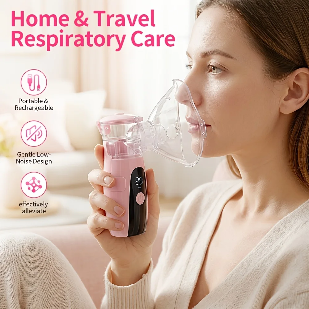 Mesh Nebulizer Portable Inhaler Machine Smart Timer Silent Atomizer for Kids Adult Rechargeable Home Medical Respiratory Care