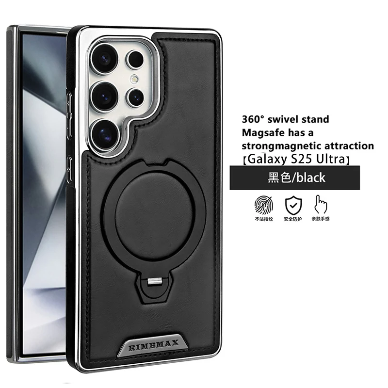 

Роскошный деловой кожаный чехол для телефона Samsung Galaxy S23 S24 S25 Ultra/PLUS Magsafe противоударный металлический кронштейн с гальваническим покрытием