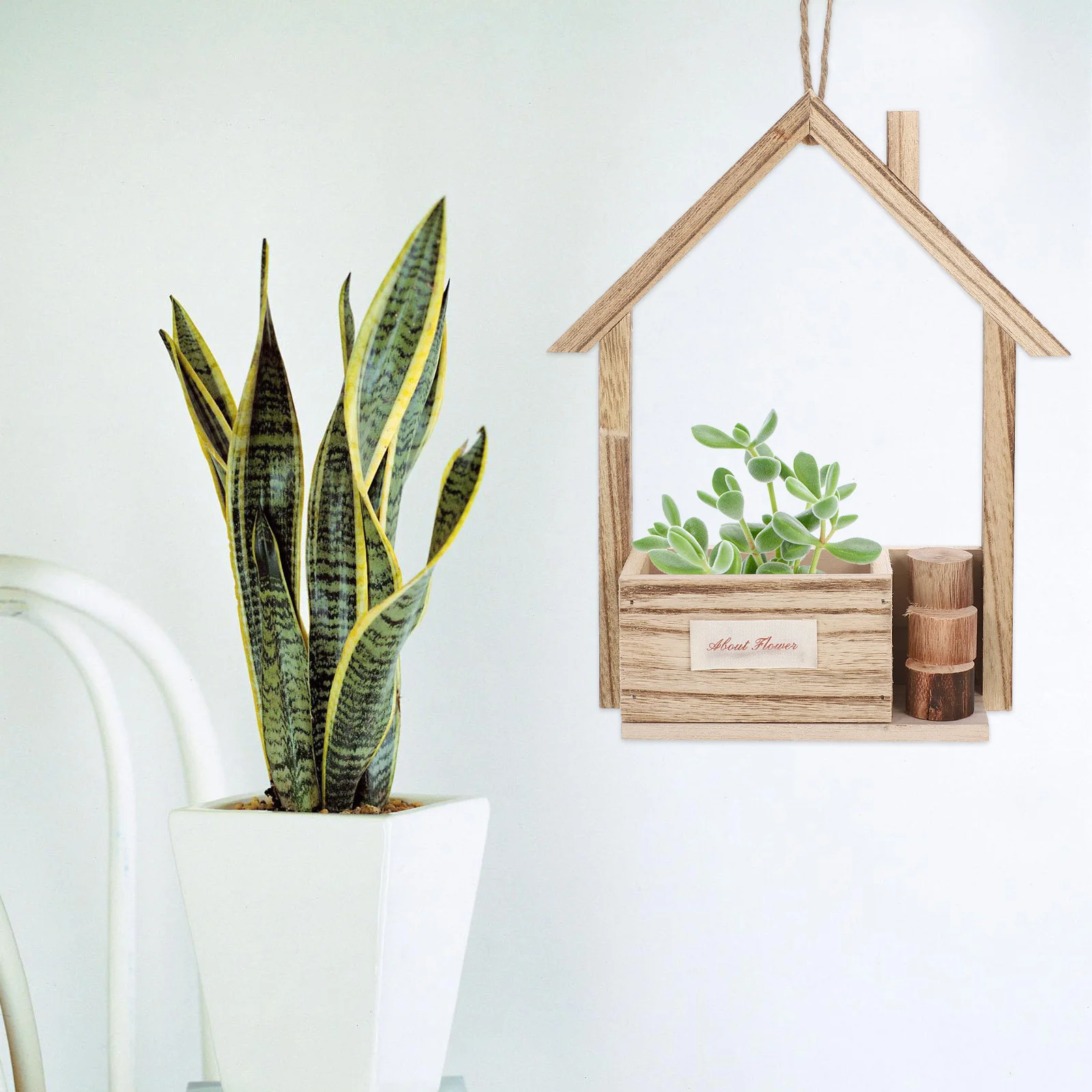 

Wooden Wall Planter European Style Hanging Flower Pot Wall Mounted Decorative Basket for Living Room Home Indoor Plants