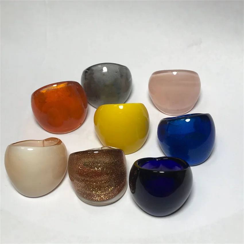 New Handmade For Women Retro Style Murano Glass Liuli Pure Beige Finger Rings Fashion Jewelry