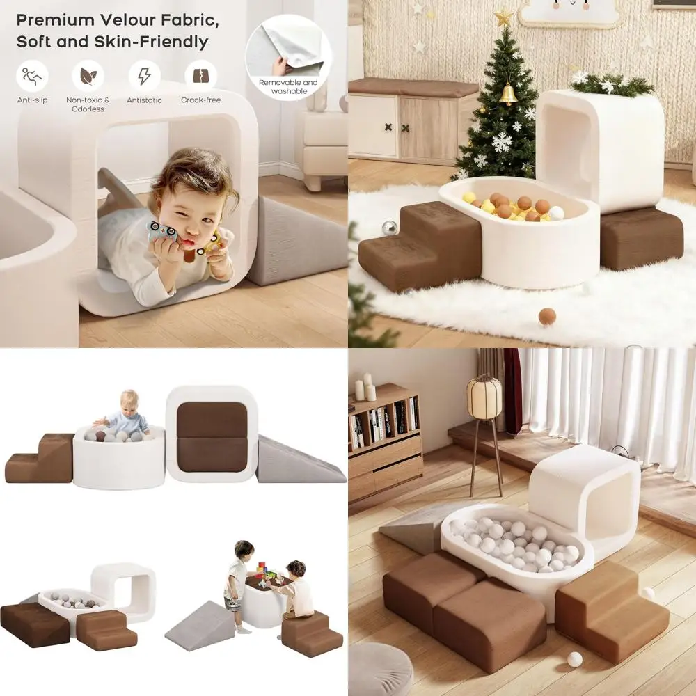 

6-Piece Toddler Climbing Playset with Foam Blocks and Ball Pit for Indoor Fun