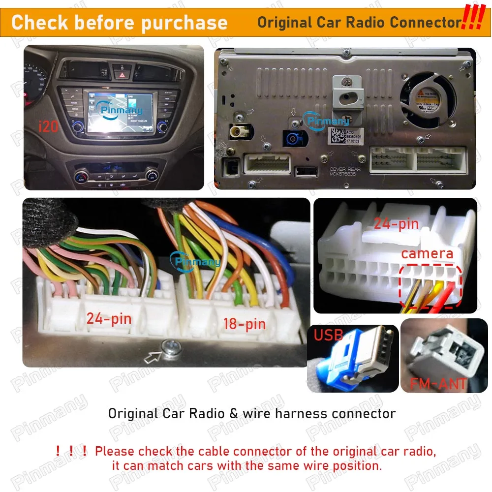HYC4 Android-Autoradio-Kabelbaum-Adapter, unterstützt Originalkamera für Hyundai I20 Tucson 2015~2018, KIA Ceed 2016~2017 – Detail 1