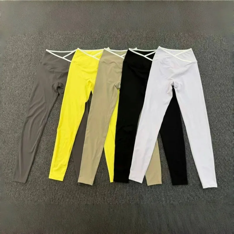 

New Women's Yoga Pants Quick Drying Hip Lifting High Waist Cross Sports Pants Outdoor Running Casual Fitness Pants