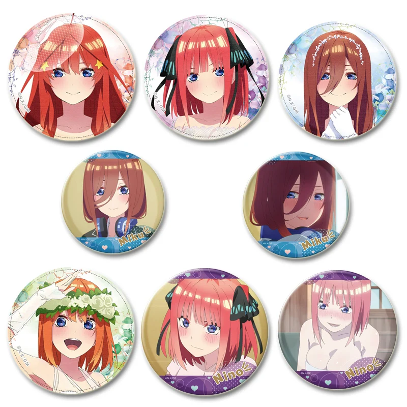 Anime The Quintessential Quintuplets Brooch Pin Cartoon Figure Nakano Yotsuba/Nino Button Pin Cosplay Souvenir Fans Gift Badge