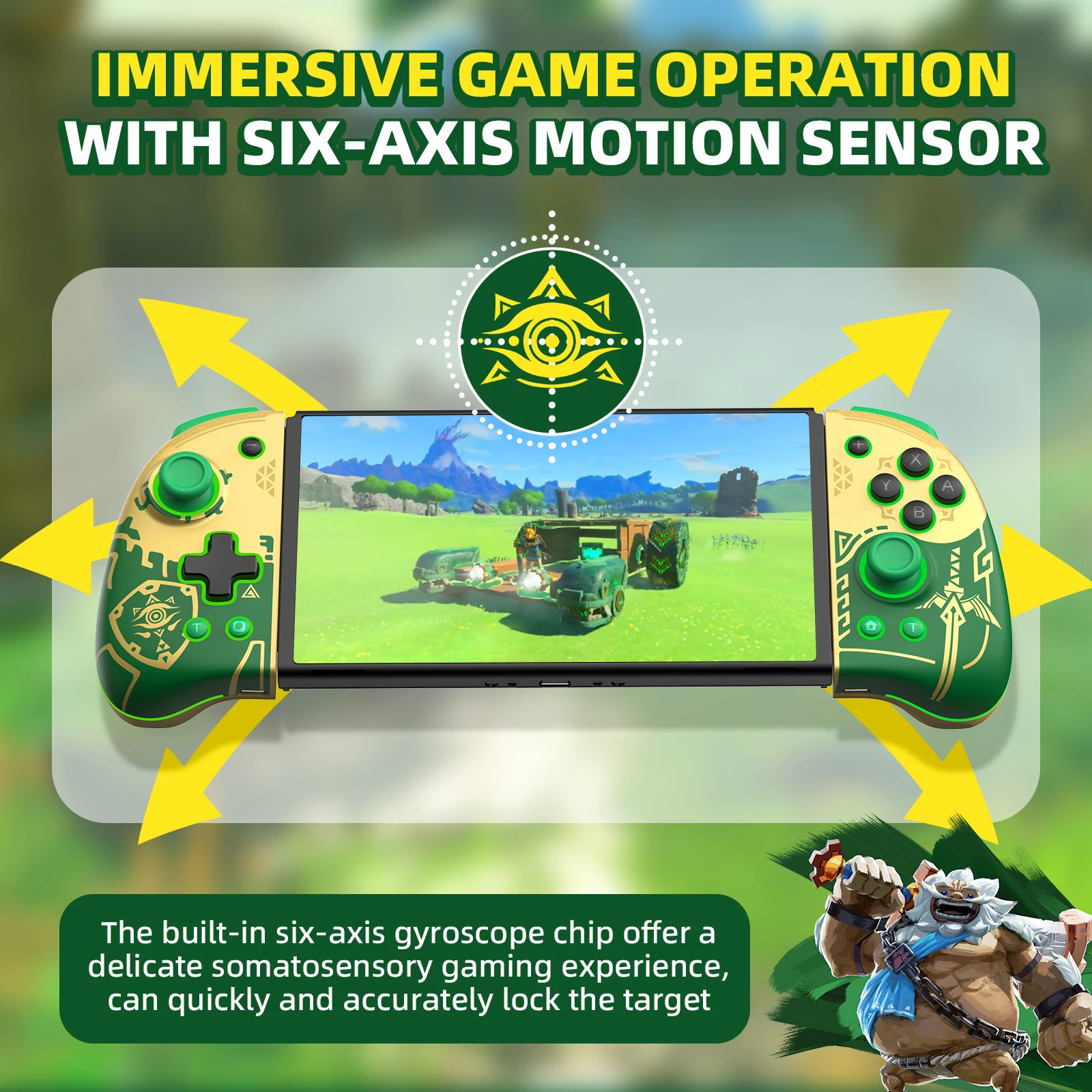 اي ان-ذهبي-أخضر نبتون Joypad, زر عصا الألب ميكانيكا, متوافق مع نينتيندو سويتش, اوليد, متوافق