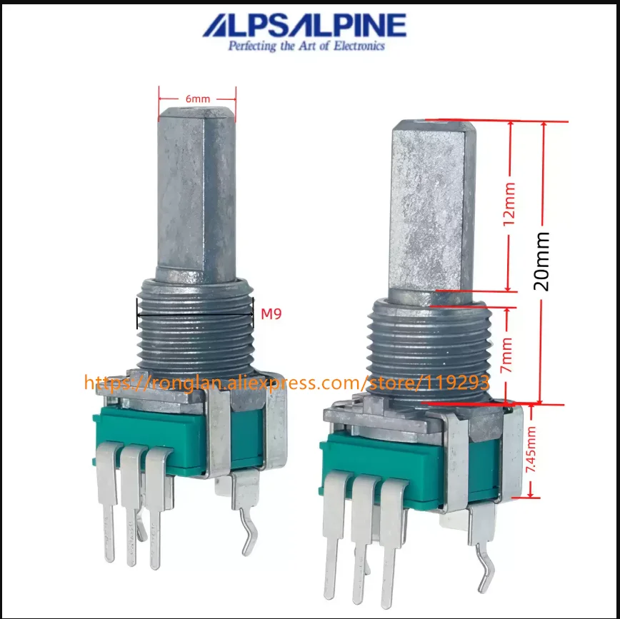 potentiometre-de-precision-japan-alps-rk09l-volume-reglable-simple-axe-a10k-a20k-a50k-b10k-b20k-b50k-longueur-d'axe-20mmd-10-pieces