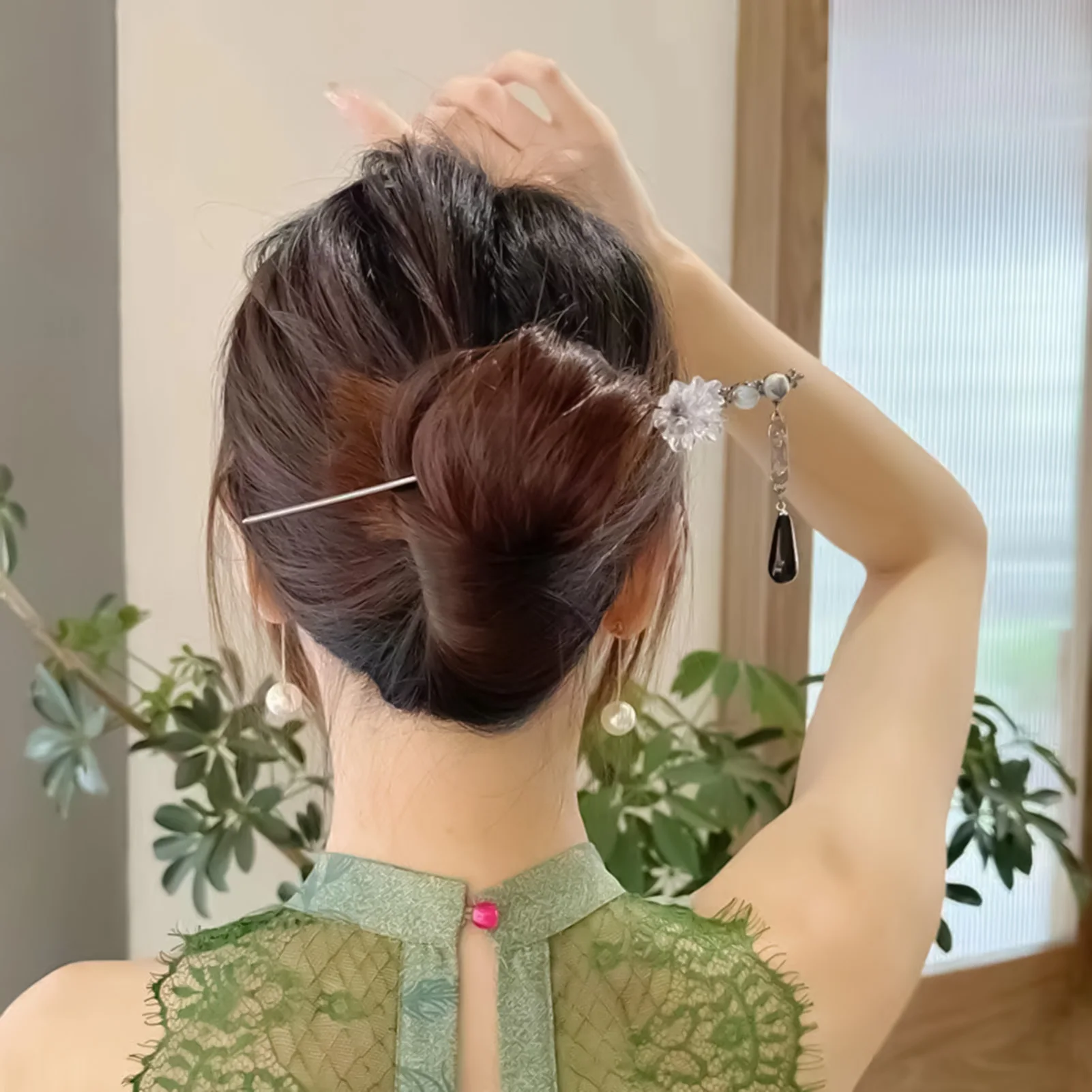 Винтажная заколка для волос в китайском стиле, элегантная заколка для волос с чернилами и камелией для женщин и девочек, весенняя атмосфера, аксессуары для волос, подарки для девочек