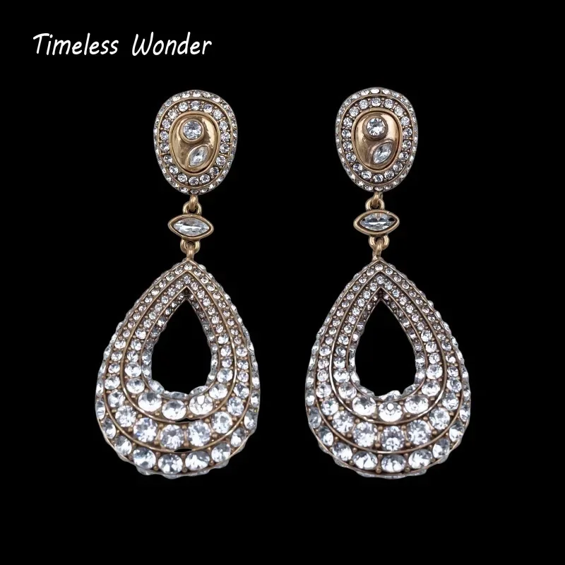 

Timeless Wonder Fancy Crystal Zircon Geo Droplet Stud Earrings Women Designer Fine Jewelry Trendy Top Rare Gift Sweet 3644