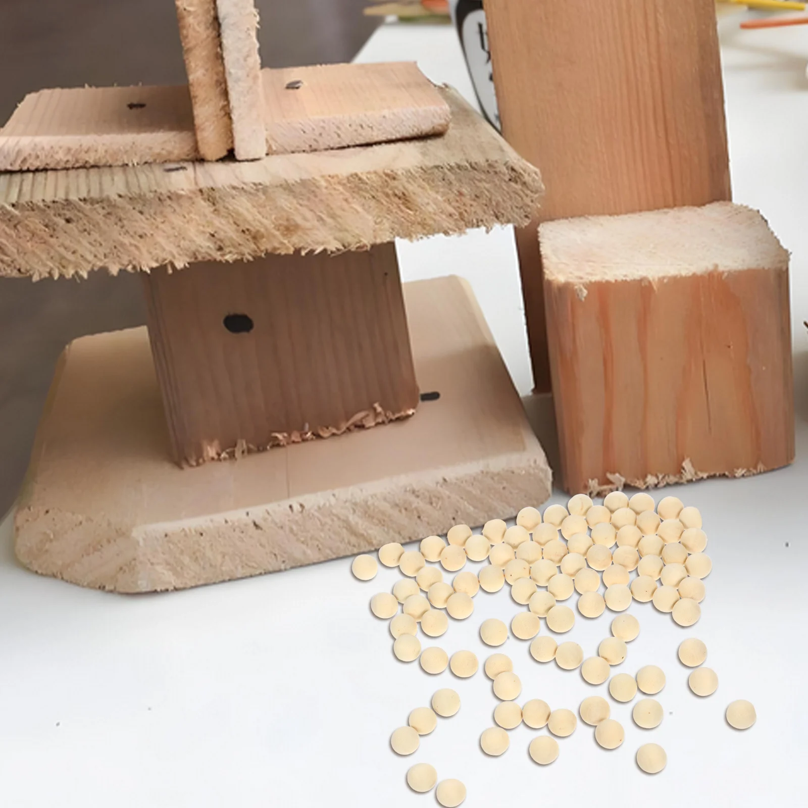 

100Pcs Round Wooden Balls 8mm Unfinished Wood Sphere for DIY Crafts Decorative Projects Accessory Round Wooden Balls