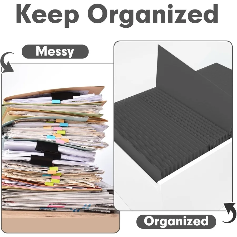 두 개의 포켓 폴더 PANDRI 50팩 레터 사이즈 종이 파일 폴더 학교 사무실 가정 비즈니스 조직용 내구성 있는 검정색