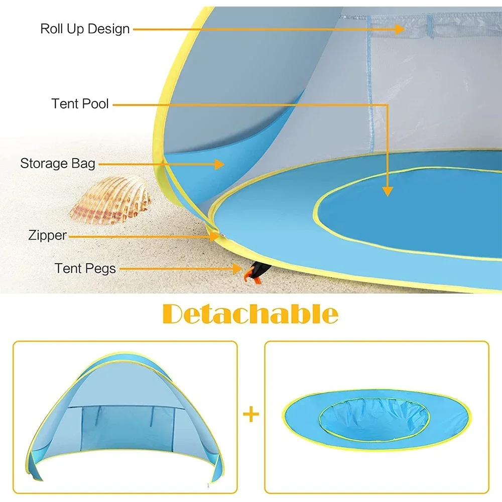 Baby Beach Tent Shade UV Protection Sun Shelter Infant Outdoor Toys Swimming Pool House Portable Beach Tent Toy for Kid Children