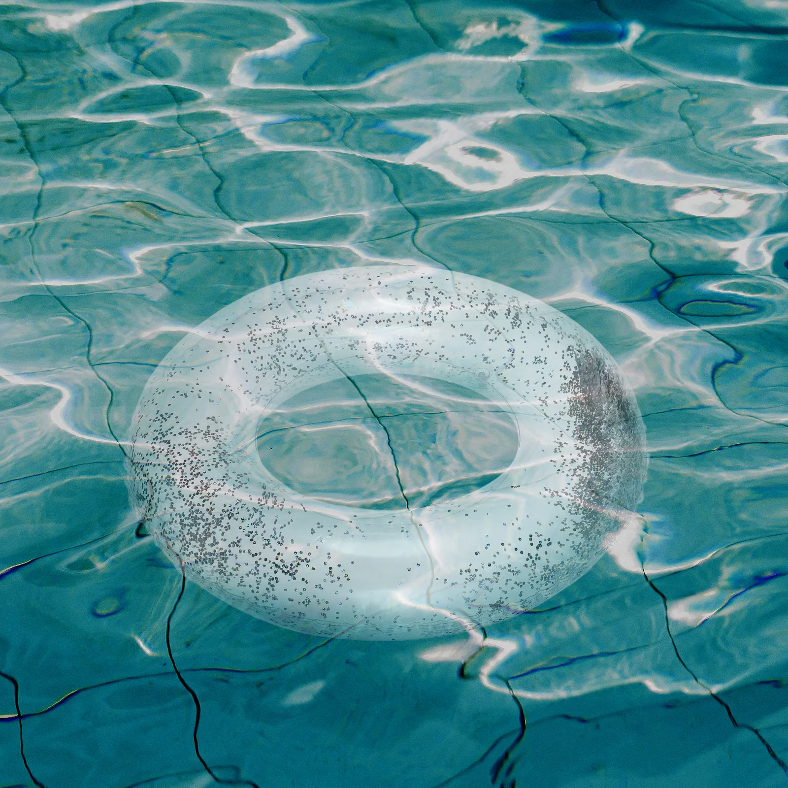 

Transparent Inflatable Sequins Swimming Ring 60cm Colorful Thick PVC Pool Accessory Kids Water Float Transparent Floating Ring