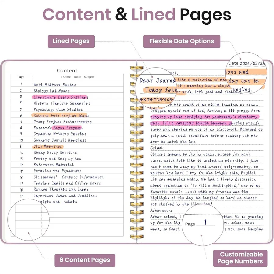 Quaderno a spirale foderato per donna A5 Riviste universitari a righe per scrivere quaderni con copertina rigida per prendere appunti di lavoro e offerte