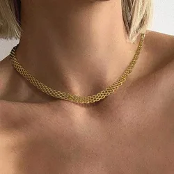 Mesh Necklace Women,18K Gold Plated Link Chain Choker, Minimalist Chunky Wedding Gift