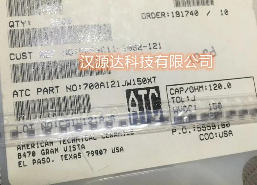 

10 шт./лот 700A121JW150XT 0505 120PF 5% 150 В чипы Электронные новые