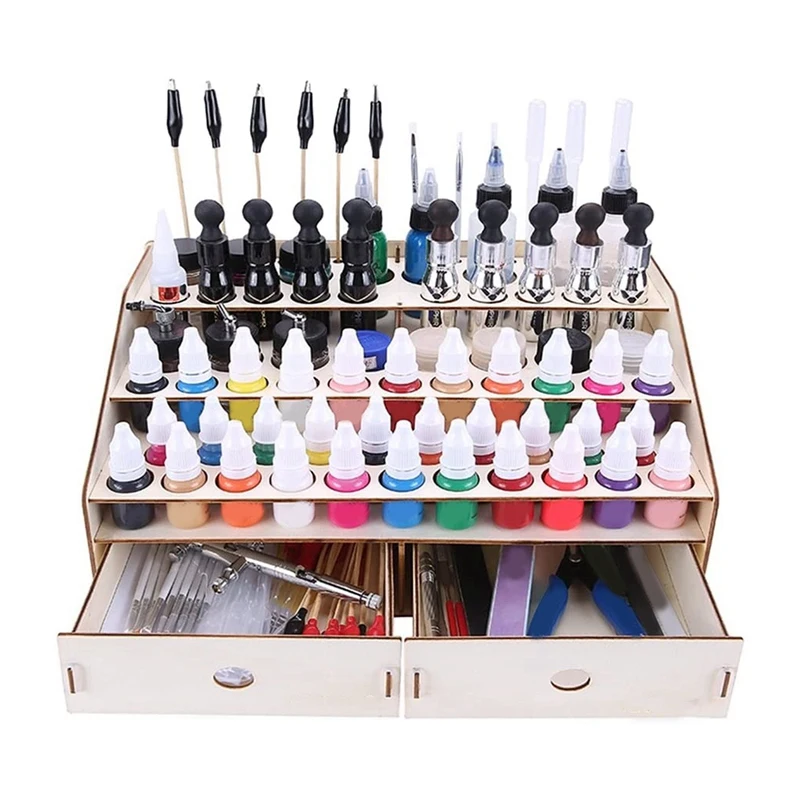 Garrafas de Pintura Display Brushes Holder Stand, Organizador De Madeira, Modelo De Ferramenta De Armazenamento, Pode Ser Colocado, DIY, 58