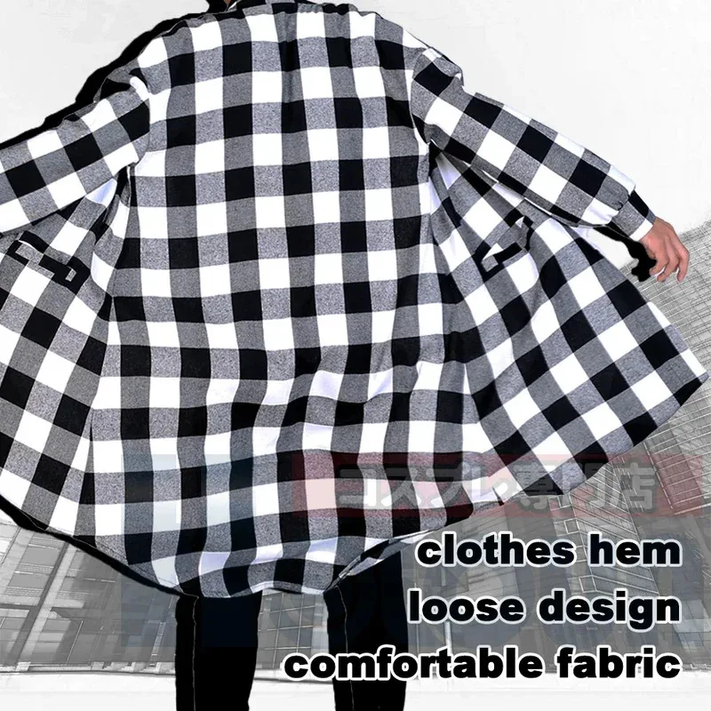 HOLOUN Anime Tokyo Manji Gang Manjiro Sano Mikey Cosplay Costume Long Sleeve Plaid Shirts Blouses Coat Daily Casual Wear