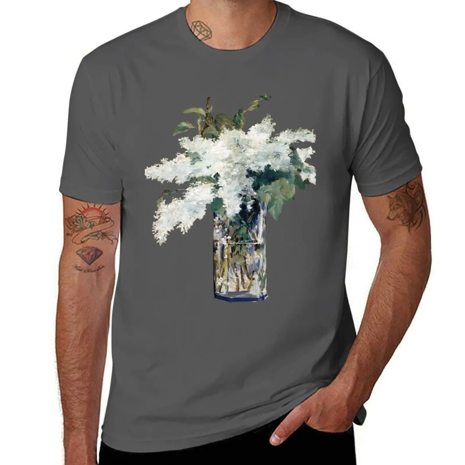 édouard Manet - White Lilacs in a Glass Vase T-Shirt Sporty Casual Quick Dry T-Shirt