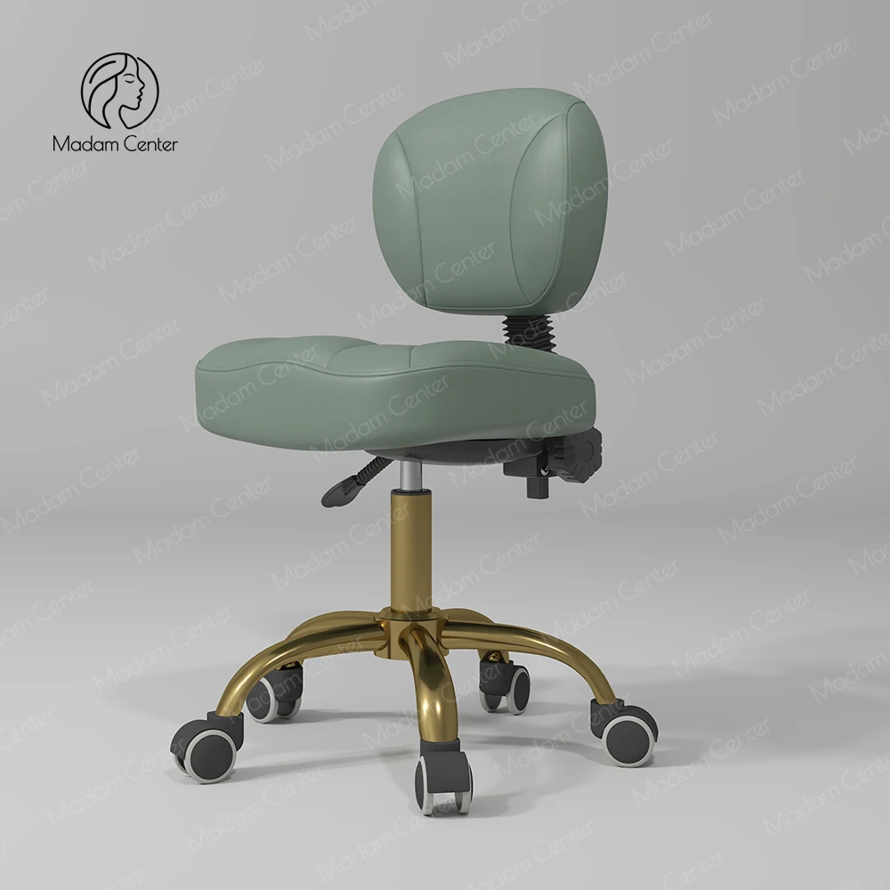 Madamcenter Leather Pedicure Swivel Stool Massage Feature Beautician Stylist Chair for Salon Spa Beauty Eyebrow Hair Salon Stool