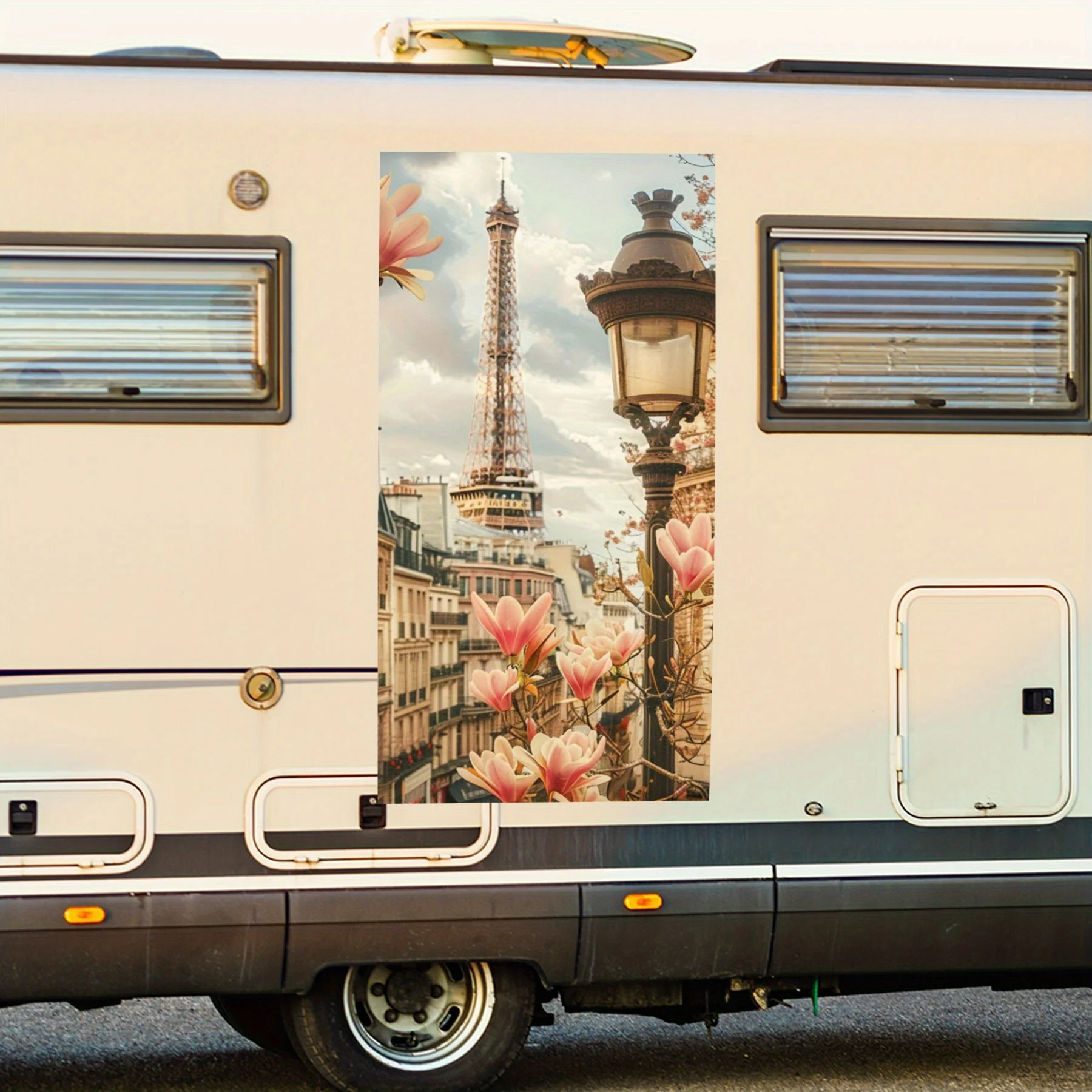 

Romantic Retro Paris Architecture Art Car Sticker,Vinyl decal on the side of the motor home, waterproof self-adhesive vinyl stic