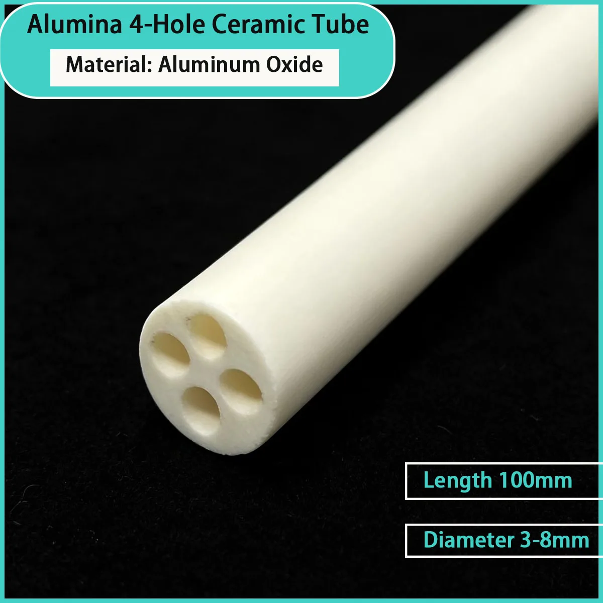 3-8mm diameter alumina 4-hole ceramic tube for electrical wiring, fluid flow, etc