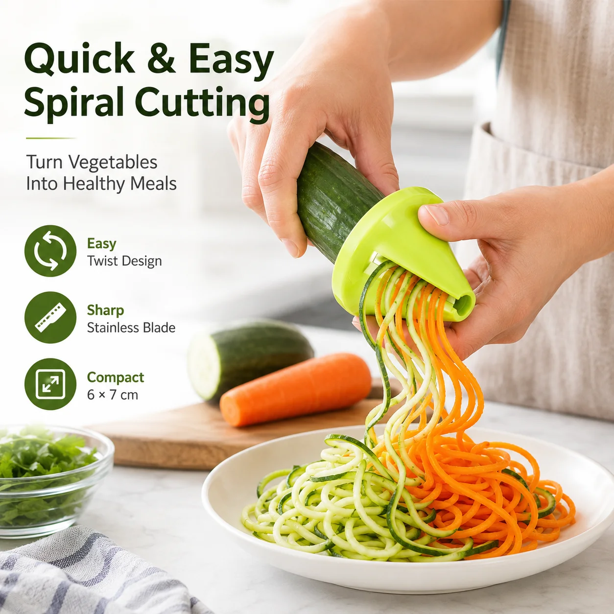 Spiralizer Vegetable Noodle - Spiralizzatore per Verdure per Cetrioli, Carote