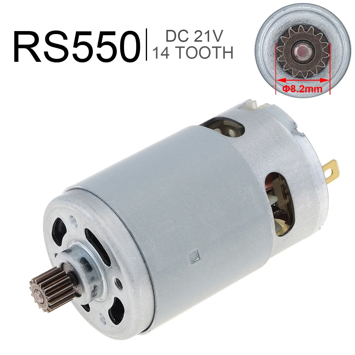 RS550 DC Motor Lithium Electric Saw Motor with 8.2MM Gear 14 Teeth for Mini Saw Reciprocating Saw Rechargeable