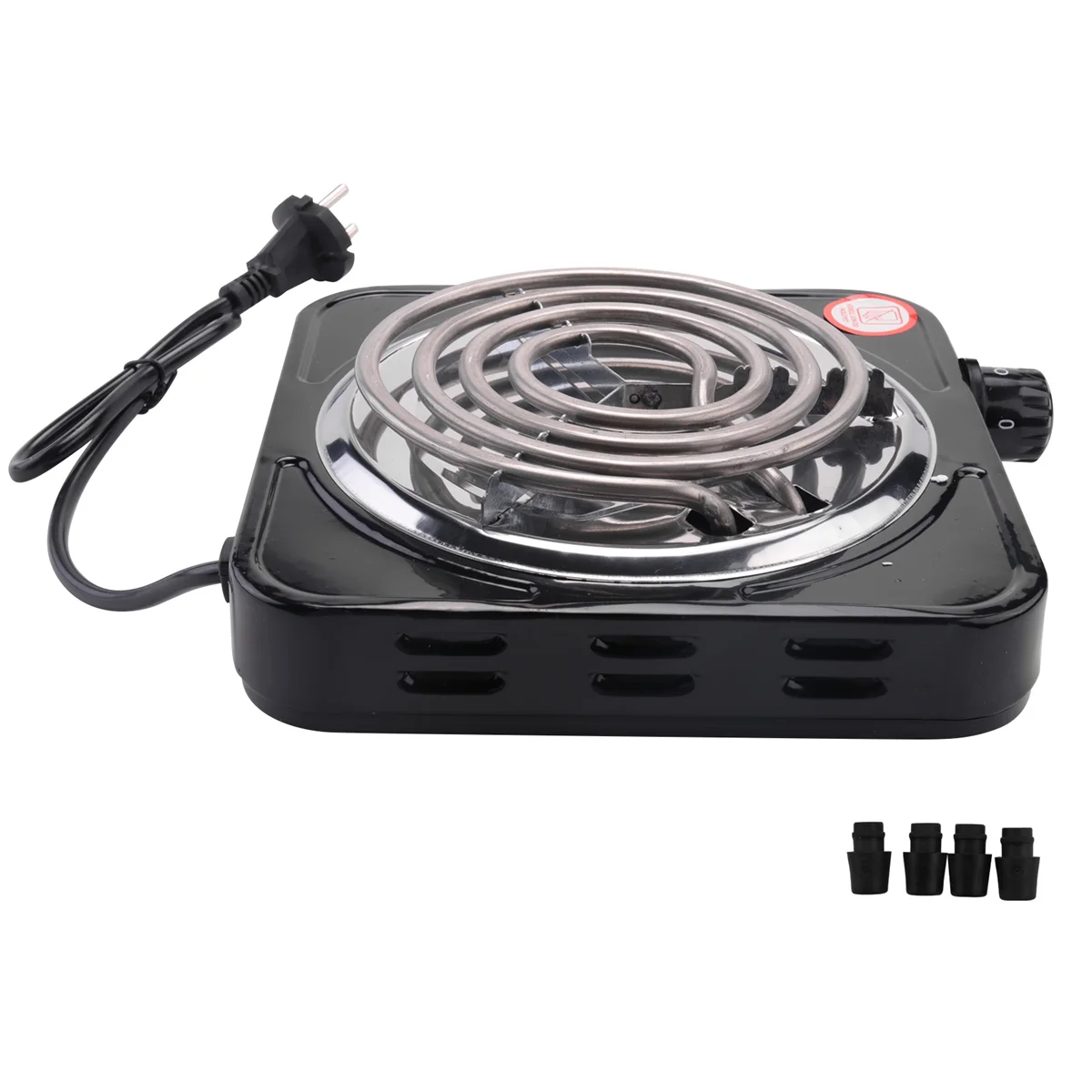 Cooktop elétrico com queimador único, compacto e portátil, placa quente de temperatura ajustável, 1500W, plugue UE preto e inoxidável