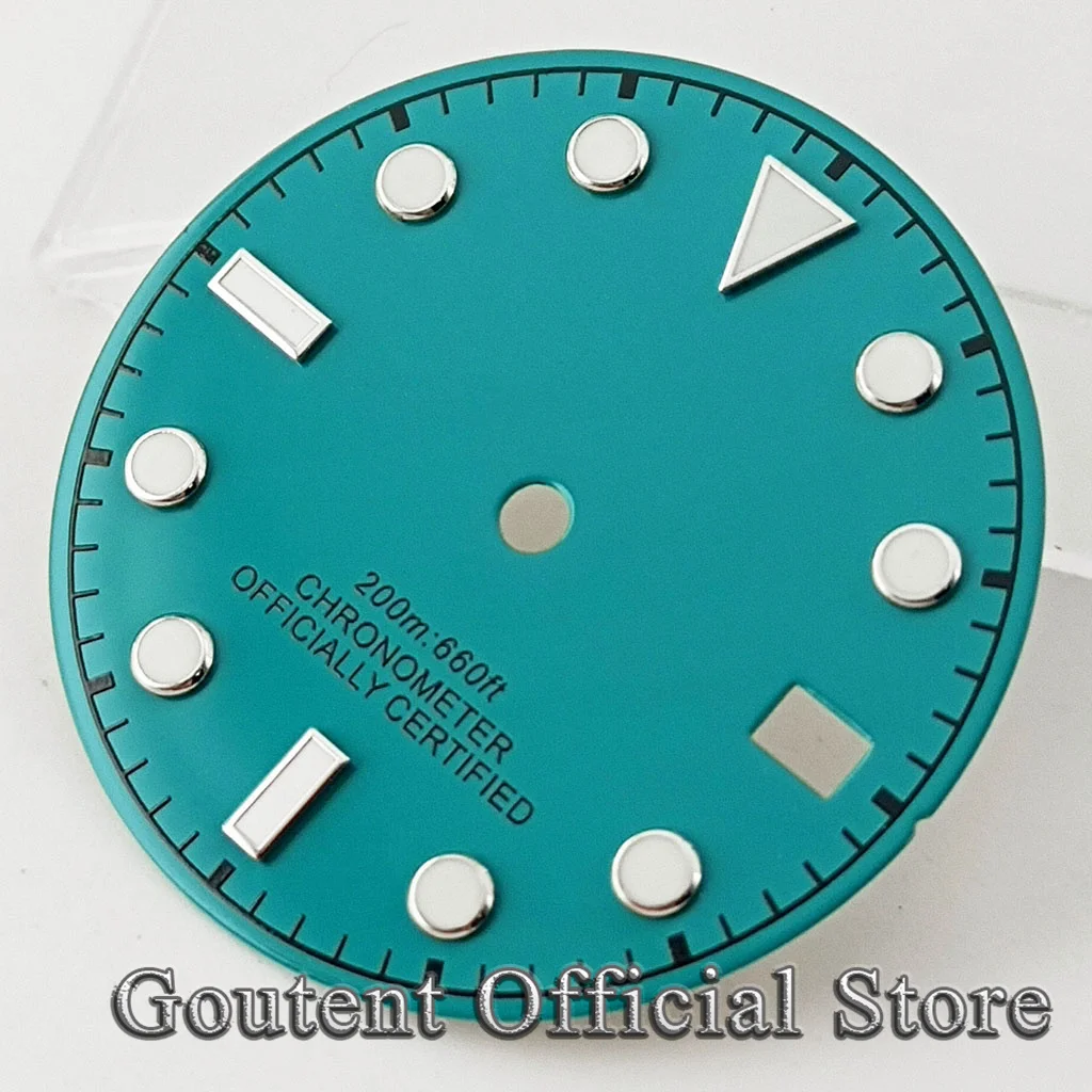 Goutent 29mm Blue Sterile Watch Dial Green Luminous Fit NH35 NH36 Automatic Movement Watch Accessories