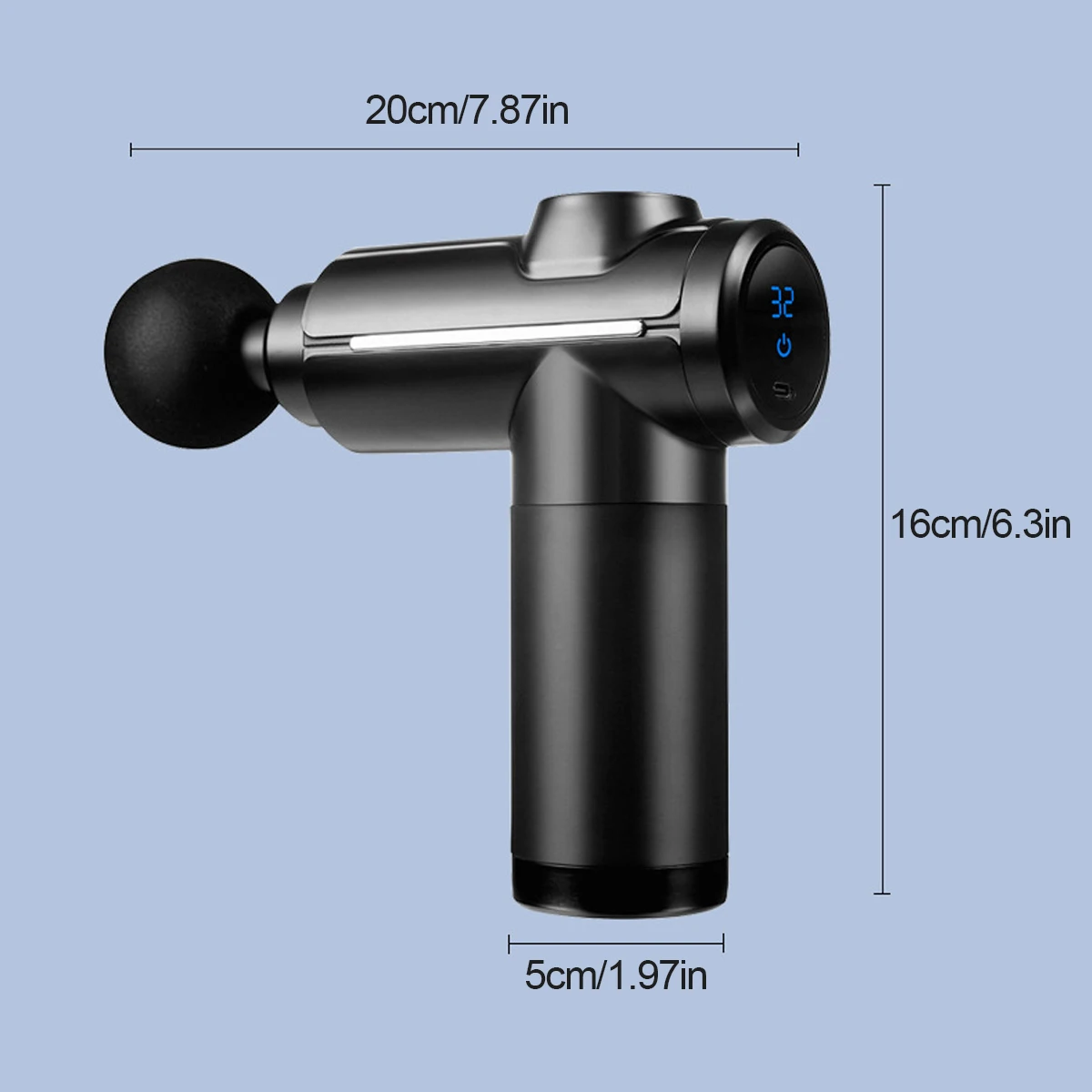 مسدس تدليك احترافي لتخفيف العضلات العميقة مع 32 سرعات و8 رؤوس تدليك قابلة للتبديل شاشة LCD لتخفيف آلام العضلات