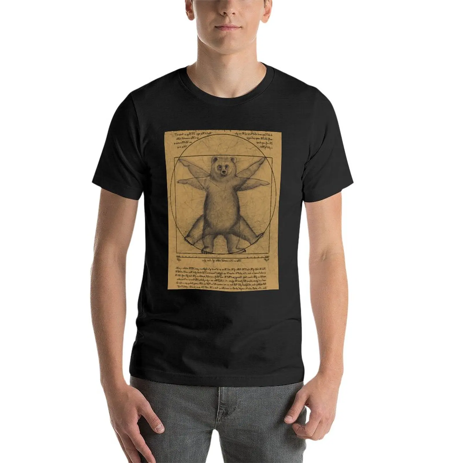 New The vitruvian bear T-Shirt boys t shirts Aesthetic clothing mens plain t shirts