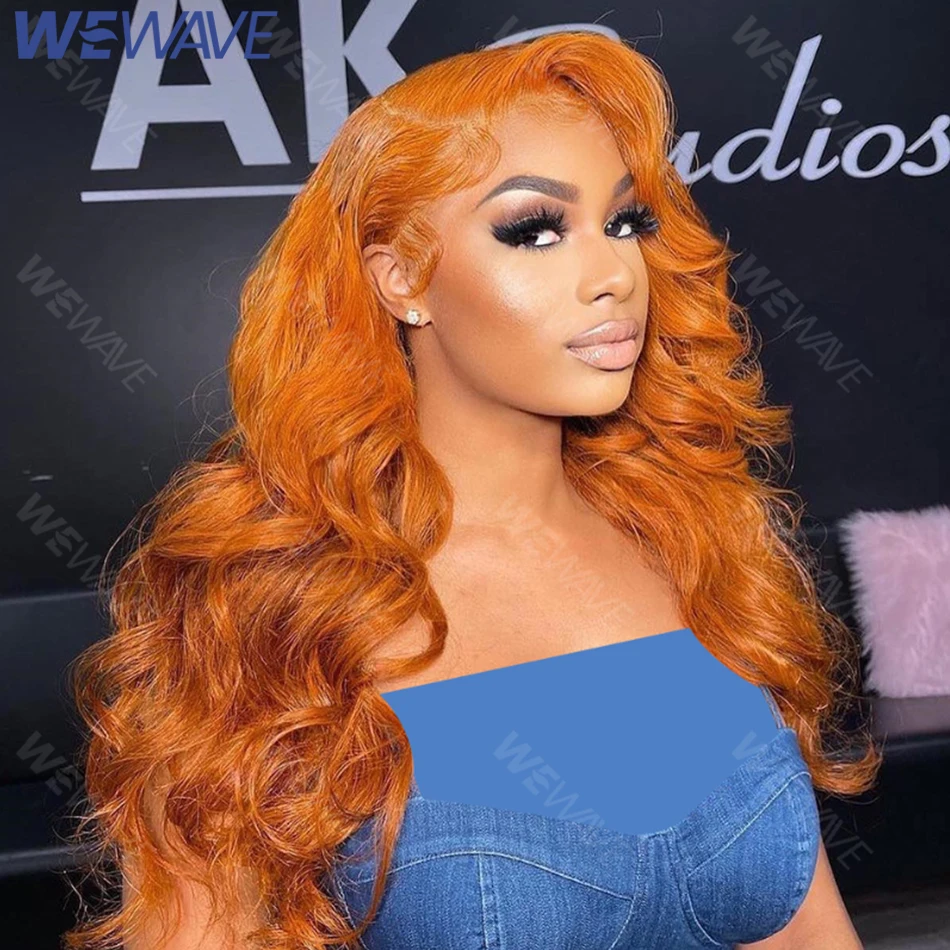

Парик с кружевной передней частью 13X4/13X6, оранжево-имбирный, из натуральных волос, с эффектом Body Wave, HD-кружево, бразильские 100% окрашенные парики из натуральных волос для женщин