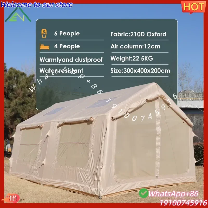 2026 Extra High Air Tent 12 3-4 Person Large Space Waterproof Four-season Triple Layer Two Bedrooms Family Camping Quick