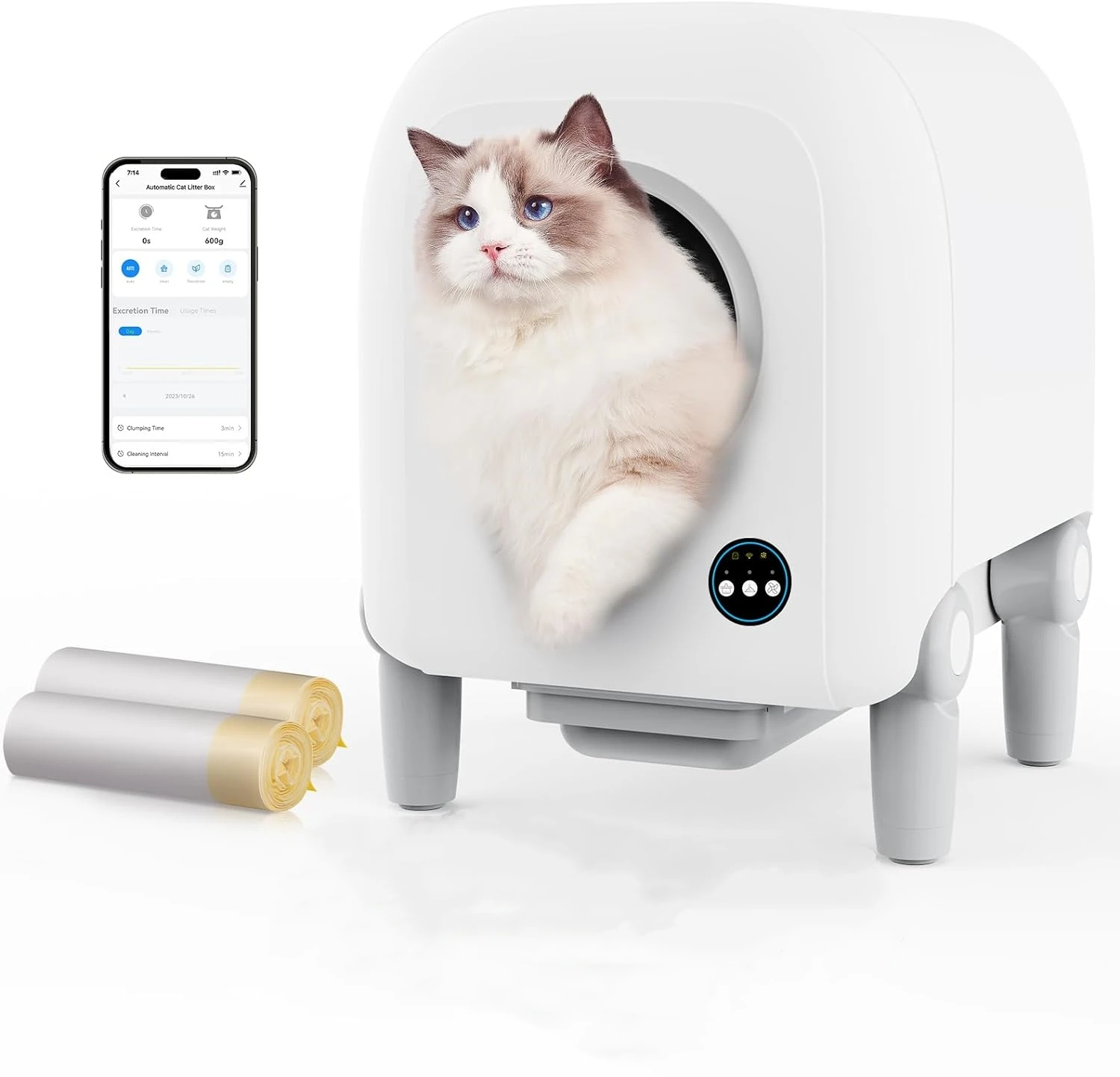 

Smart Self-Cleaning Cat Litter Box Automatic Cat Litter Cleaning Robot with 9L Large Capacity APP Control for Multiple Cat