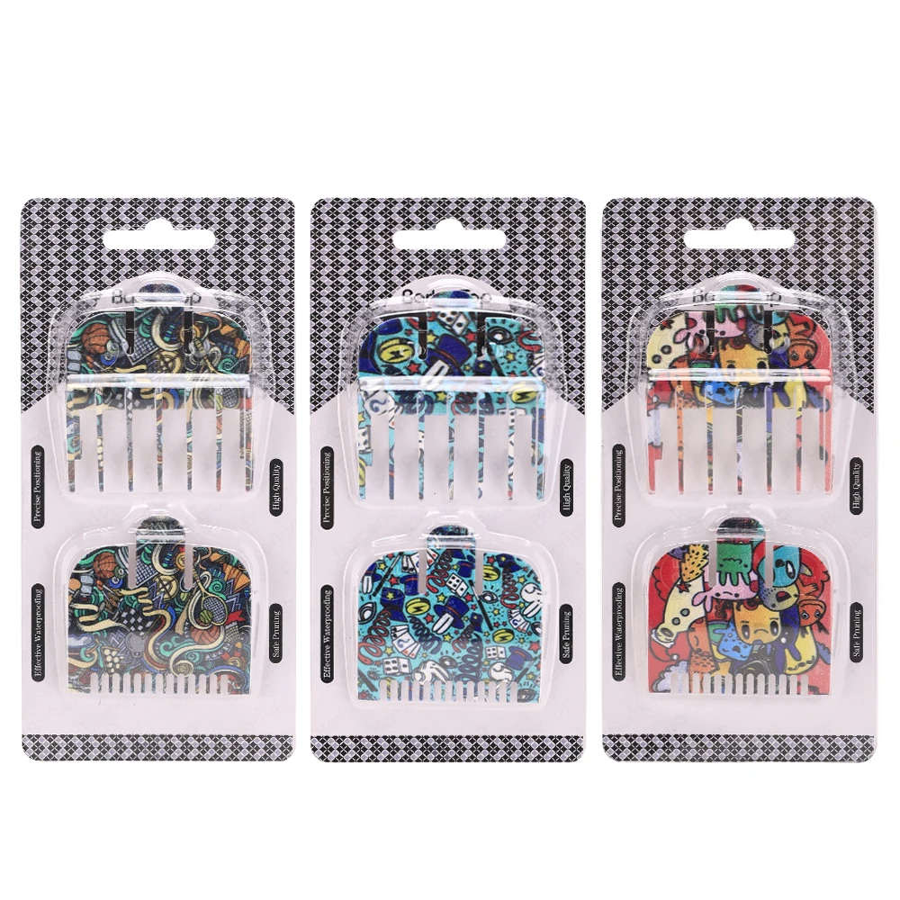 

2 Color Professional Hair Cutting Guards and Combs Set Limit Comb For Wahl Electric Clipper Barber Shop Hair Accessories