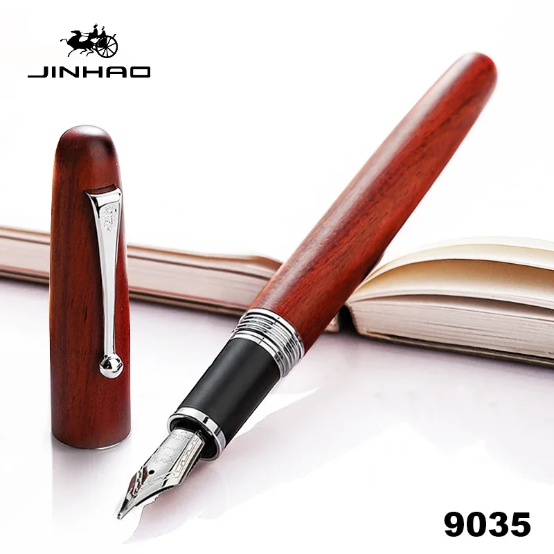 Imagem -03 - Jinhao Natural Madeira Fountain Pen Extra Fine Nib Escritório Escola Escrita Suprimentos Caneta de Luxo ef f m 9035